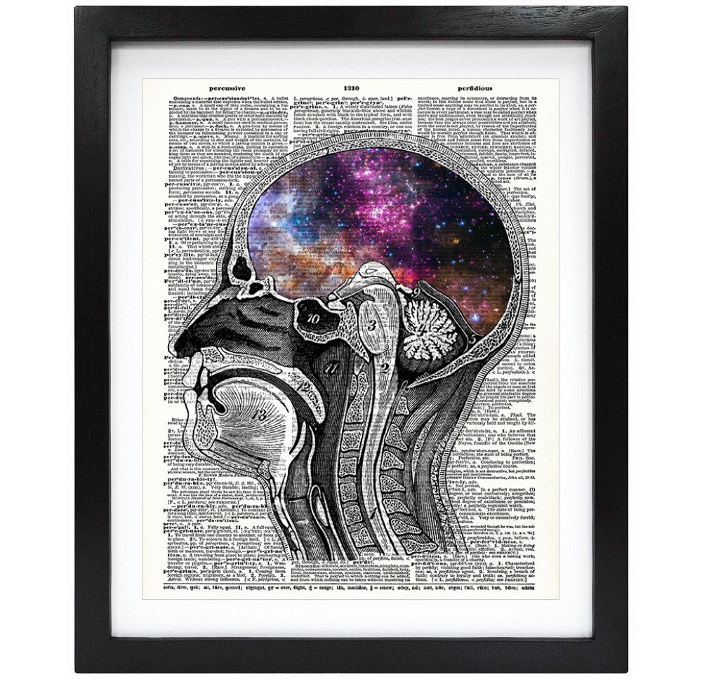 Susie Arts8X10 Unframed Cosmic Brain Upcycled Vintage Dictionary Art Print Book Art Print Home Decor Funny Wall Art Anatomy Art V119