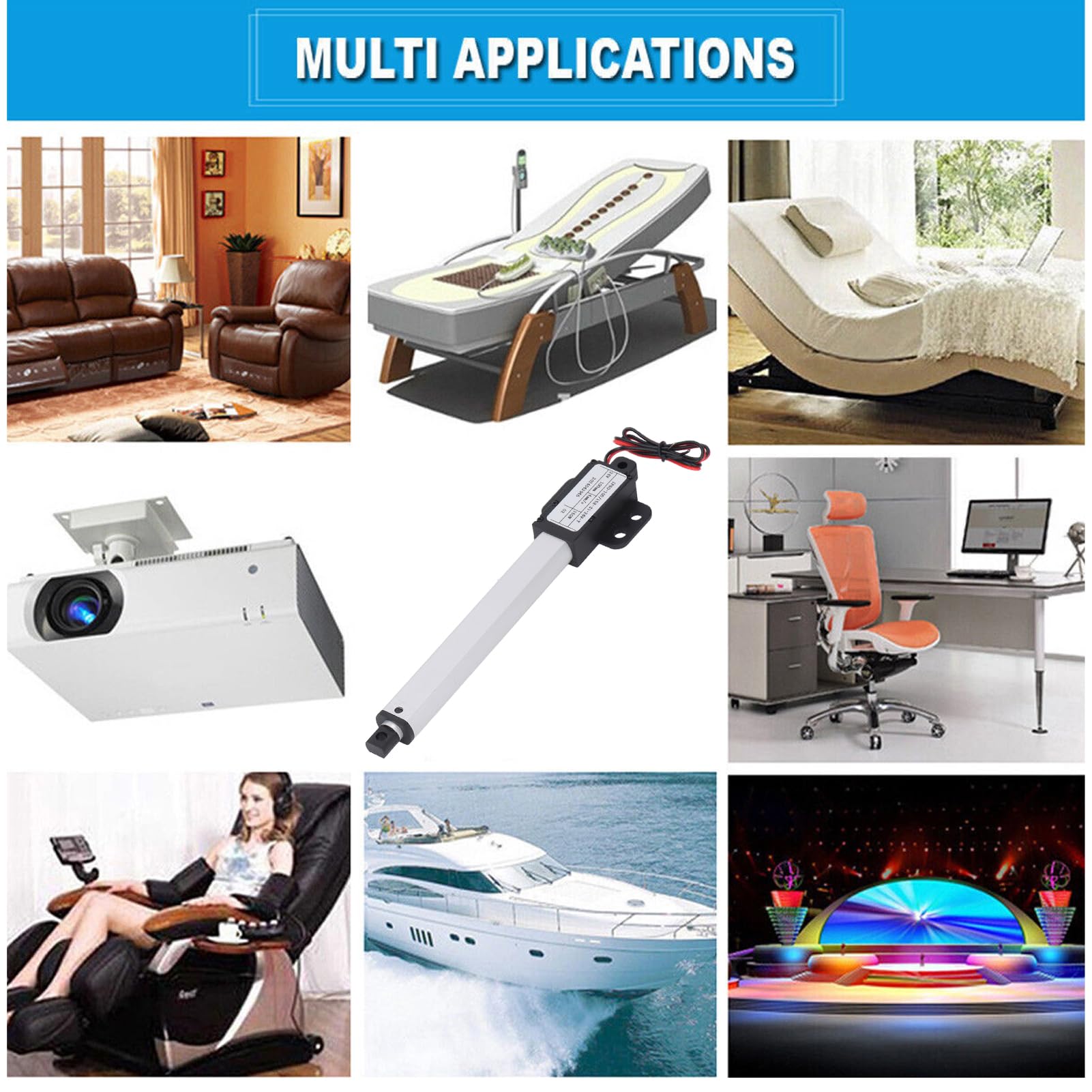 Electric Micro Linear Actuators, DC 24V 100mm 150N Thrust 4mm s Speed Stroke Automatic Lifting Motion Linear Actuator Motor IPX4 for Sofa TV Table Window Opener