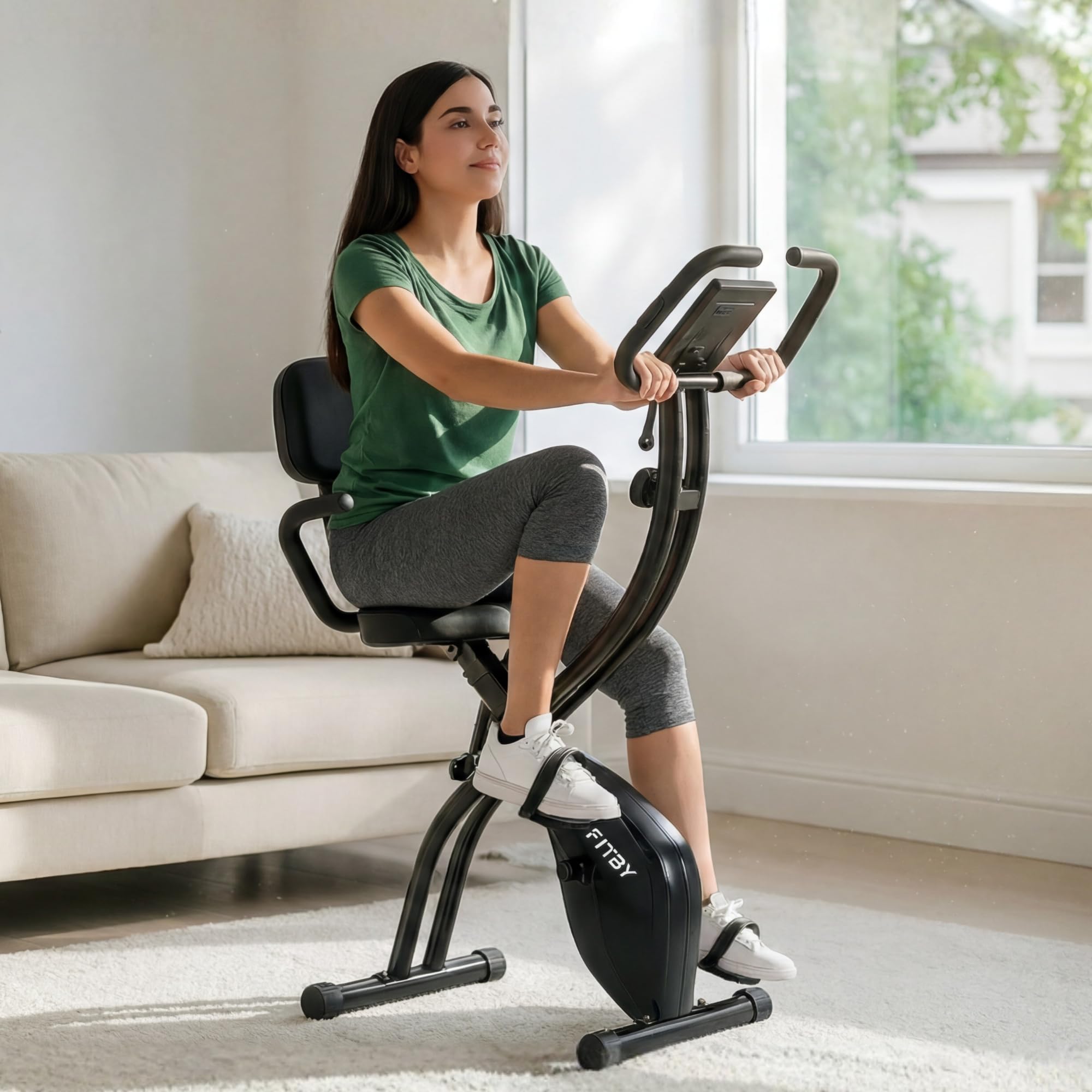 Składany Rower Treningowy X-Bike Do Użytku Domowego – Rower Stacjonarny Z 10-Stopniową Regulacją Oporu Magnetycznego | Sprzęt Fitness Z Oparciem, Podłokietnikami I Czujnikami Tętna