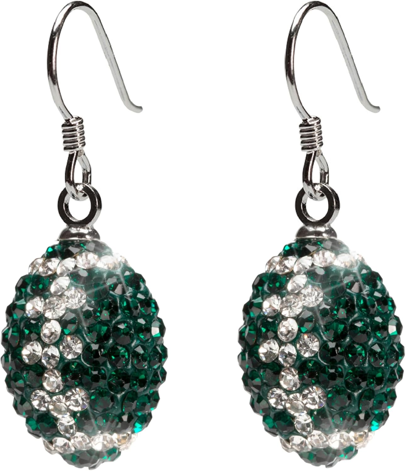 Stone Armory Green & Clear Crystal Football Earrings – Skin-Friendly Game Day Jewelry – Graduation Gift for Fans, Students, and Women