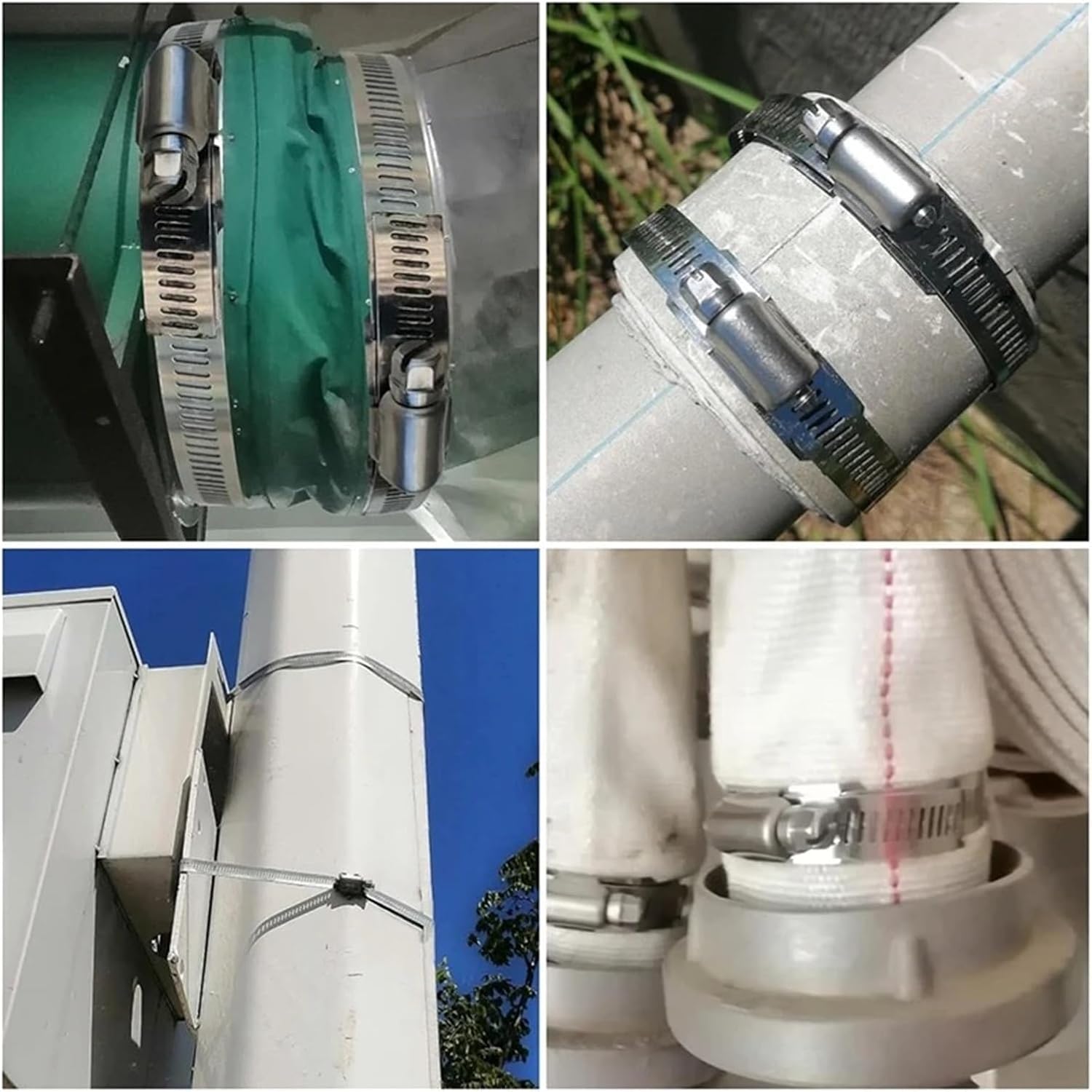 Hose Clamps 20FT Metal Strap+20 Fasteners DIY Cut-To-Fit Stainless Steel Band Adjustable Large Worm Durable Easy Install