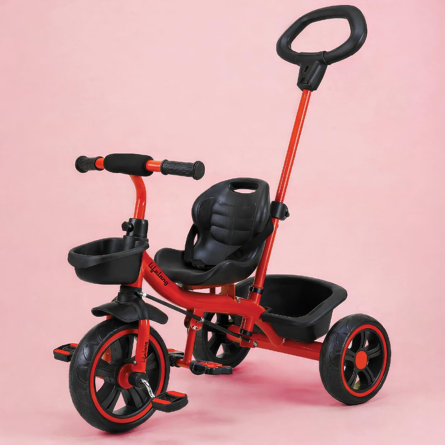 Lifelong Trike Cycle for Kids 2-5 Years Boys & Girl - Baby Cycle - Bicycle for Kids - Bike with 3 EVA Wheels & Basket -Durable Tricycle with Parental Control 30kg Capacity Red & Black-image-26