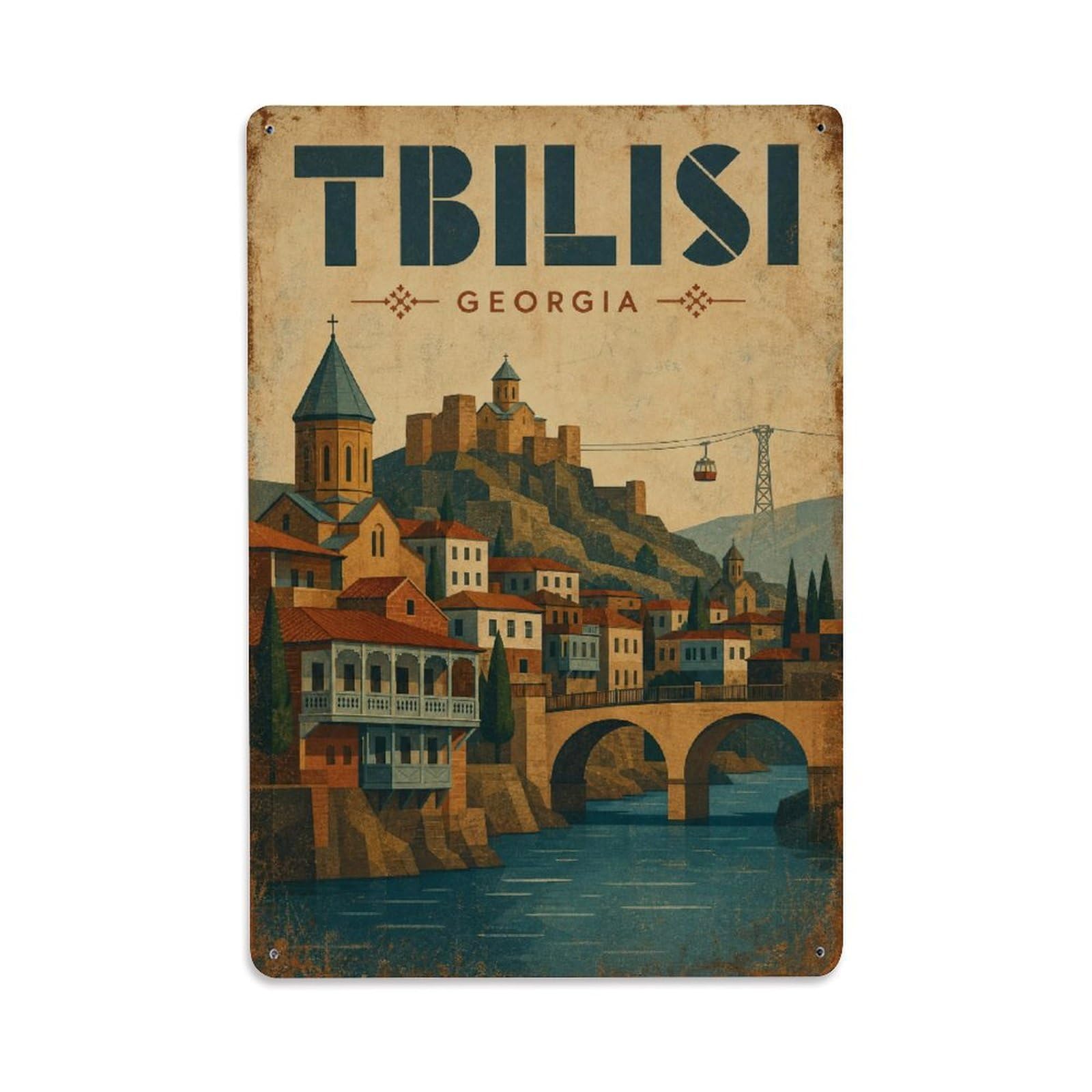 Gead 8X12inch Style Vintage Travel Georgia Tbilisi Metal Tin Sign