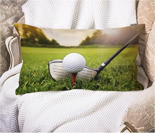 EKOBLA Fundas de almohada cuadradas decorativas para club de golf, amantes del deporte, campo de golf, algodón, lino, cuadradas, para la cintura,