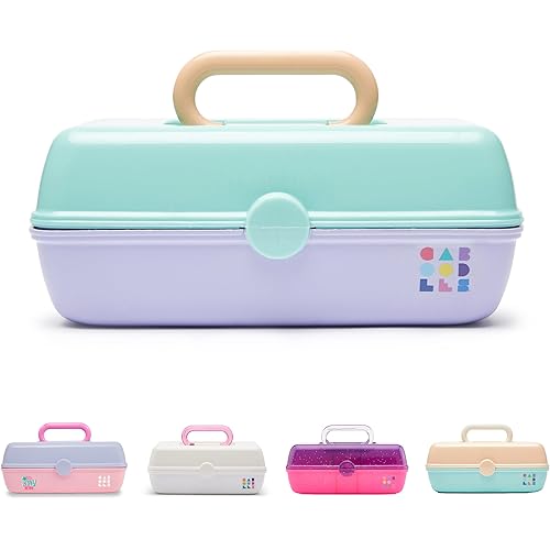 Caboodles Pretty in Petite Makeup Box, Hard Plastic Organizer Box, 2 Swivel Trays, Fashion Mirror, Secure Latch for Safe Travel