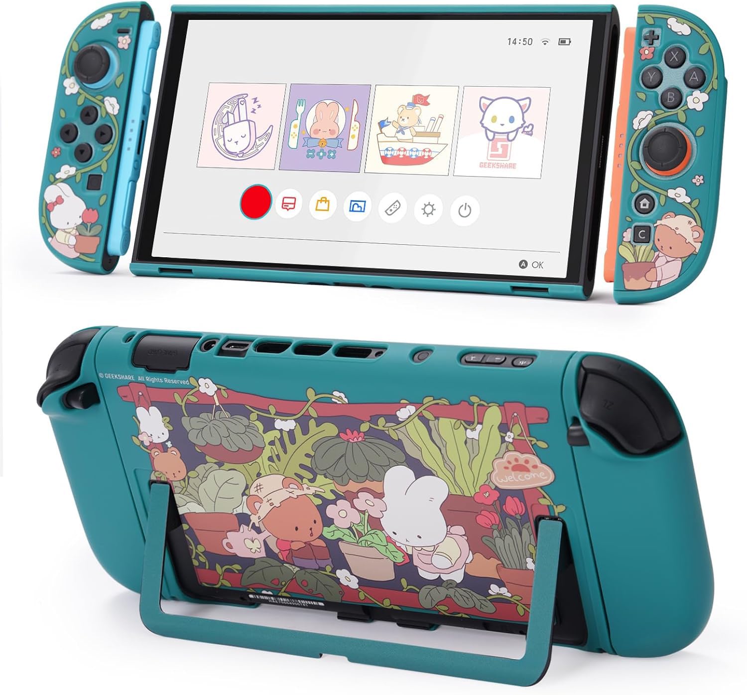 GeekShare Protective Shell Compatible with Switch 2, Kawaii Cartoon Dockable Case for Switch 2, Anti-Scratch and Shock-Abs...