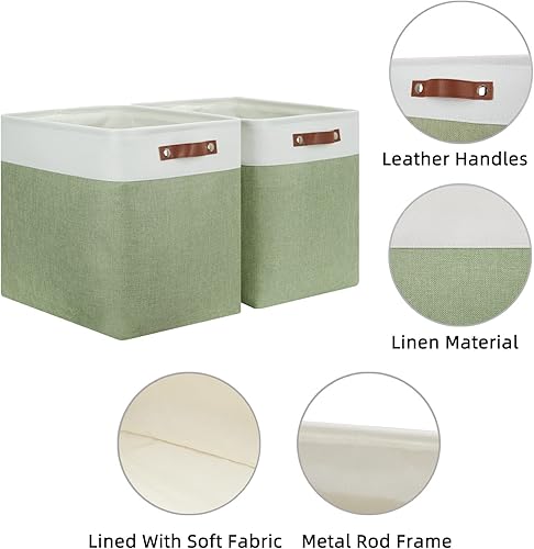 Vista 320 de HNZIGE - Canastas pequeñas de tela para organización (paquete de 6) canastas plegables de almacenamiento para estantes, armarios, lavandería, Asas