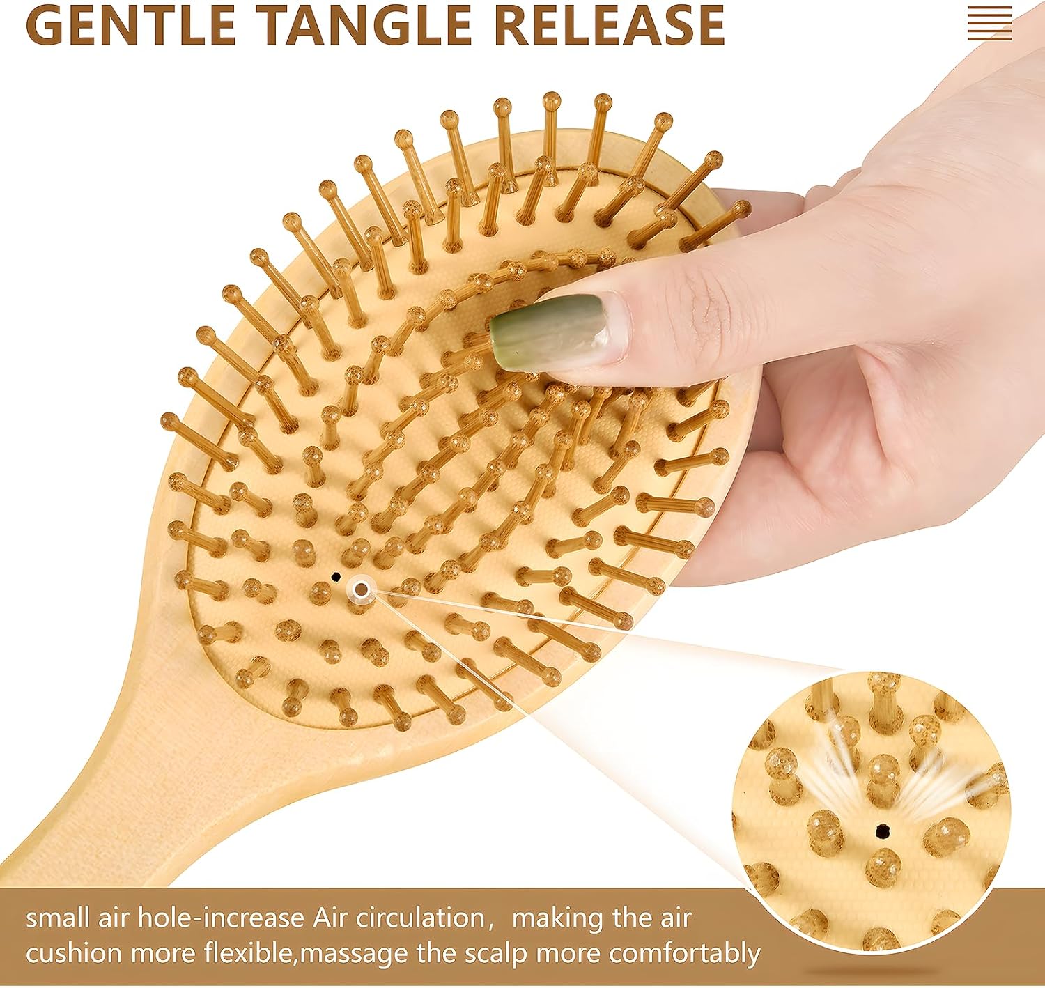 セブギボーイモンスタートラック木製ヘアブラシ エアクッション付き 頭皮マッサージ 血液循環 すべての髪タイプ