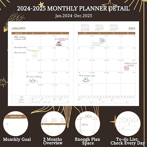 Miniatura 3 de CAGIE Agenda mensual 2024-2025 de 8.5 x 11 pulgadas, calendario grande 2024-2025, agenda mensual de 2 años con pestañas mensuales de enero de 2024 a