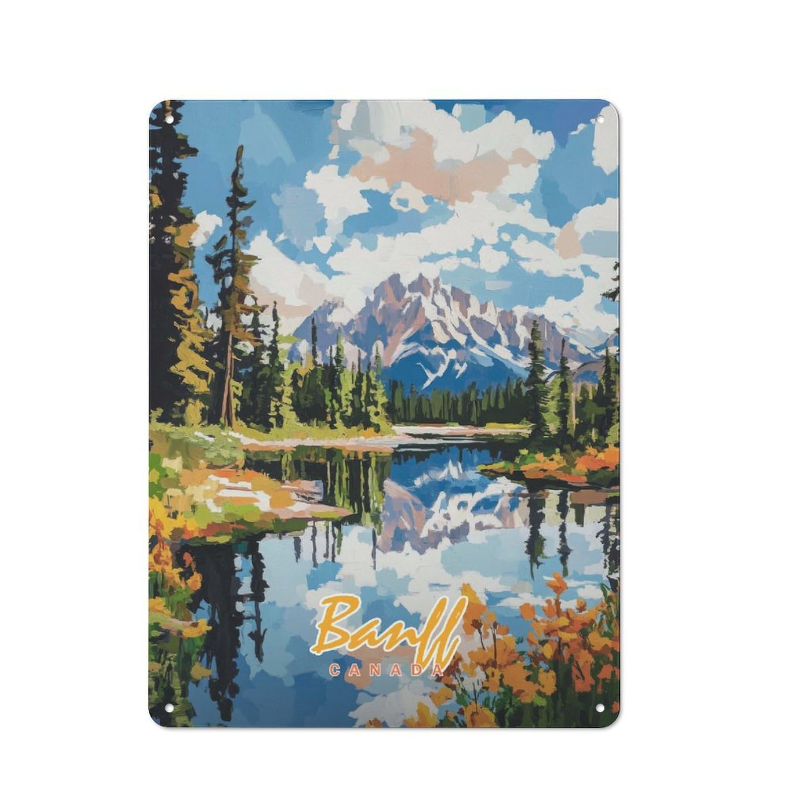 Junmoney Style-24 Banff National Park Painting Retro-Style Tin Wall Plaque 40X30cm For Café Or Home Bar, For Themed Interiors In Cafés And Home Bars