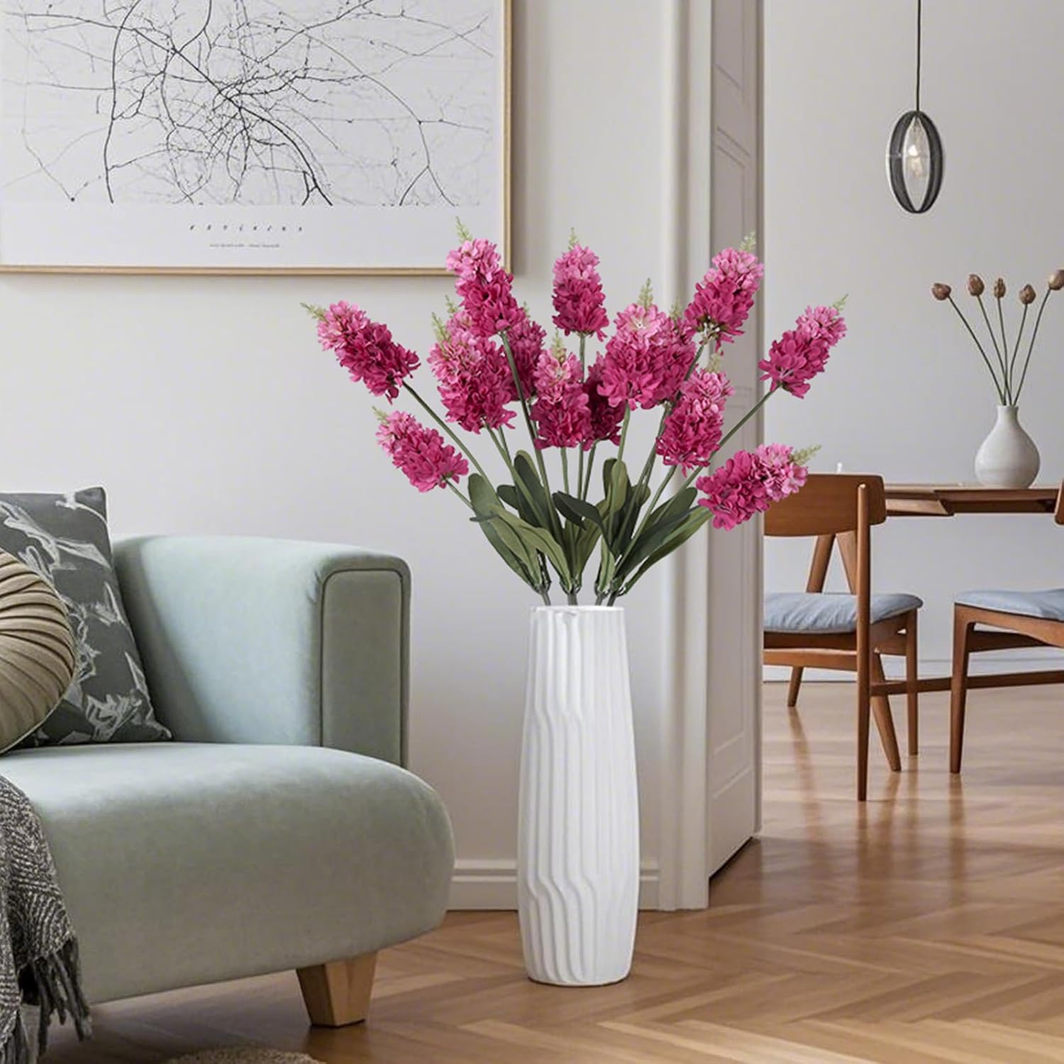 5PCS Hot Pink Snapdragon Artificial Flowers 34" Long Stem Silk Delphinium Flower Hot Pink Fake Hyacinth Flowers for Wedding Table Centerpieces Home Party Outdoor Decoration(Hot Pink) - Image 6