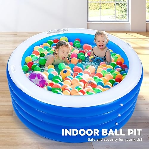 Miniatura 7 de Biange Piscina inflable redonda de 72 x 30 pulgadas, piscina inflable para niños, piscina infantil para patio trasero