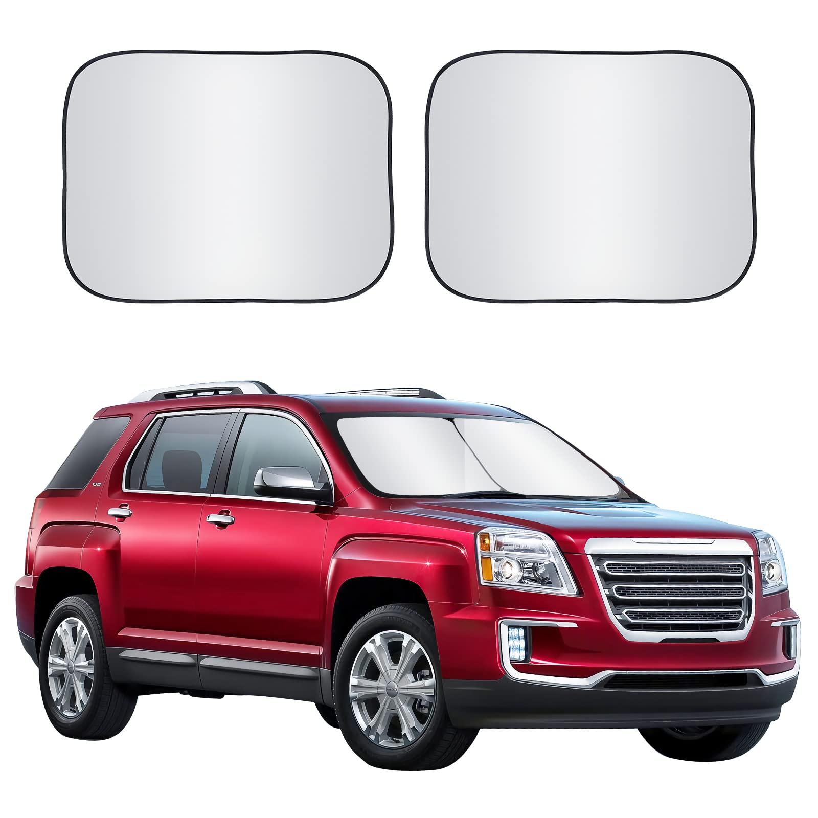 Foldable 2 Piece Car Windshield Sun Shade Cover, Auto Sun Shield Heat Protector for Front Window, Car Sunscreen UV Reflector Protect Dashboard Seat from Fade and Crack, Large 32x36 inches