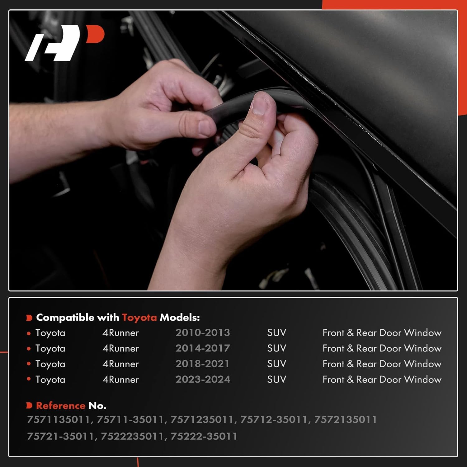 A-Premium 4PCS Window Molding Trim Weather Stripping Kits Compatible with Toyota 4Runner 2010-2024 SUV, Replace 7571135011, 7571235011