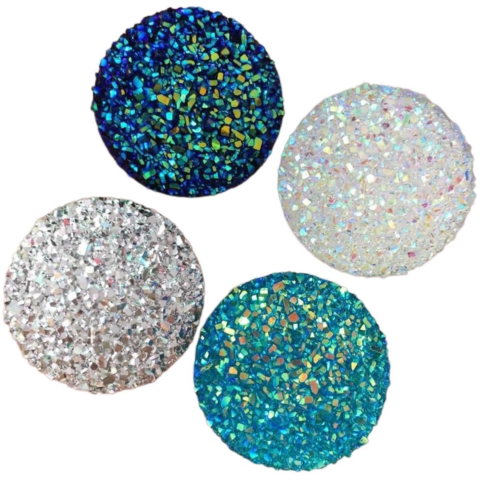bottoni, Confezione da 8 bottoni in resina, strass rotondi con retro piatto, 30 mm, multicolore, for artigianato fai te(Mixed)