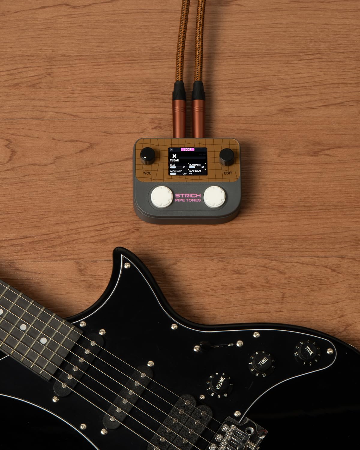 STRICH Pipe Tones Pocket Multi-Effects Processor per chitarra e basso con pedale 10 moduli effetto 125 effetti Looper 40s 100 pattern di batteria Interfaccia audio USB Controllo wireless(Grigio scuro)