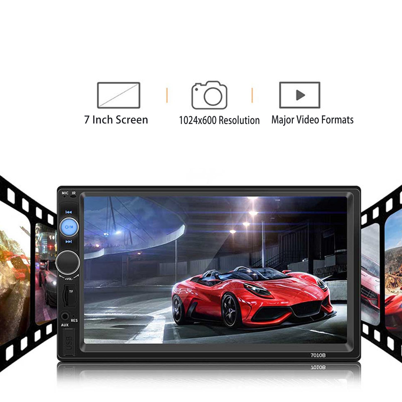 Radio Samochodowe 2 Din 7-calowy Odtwarzacz MP5, Samochodowe Stereo 2 Din z Obrazem Cofania Ekran Dotykowy HD Cyfrowy Wyświetlacz Multimedia Bluetooth 5.0 Zgodne z Android Auto