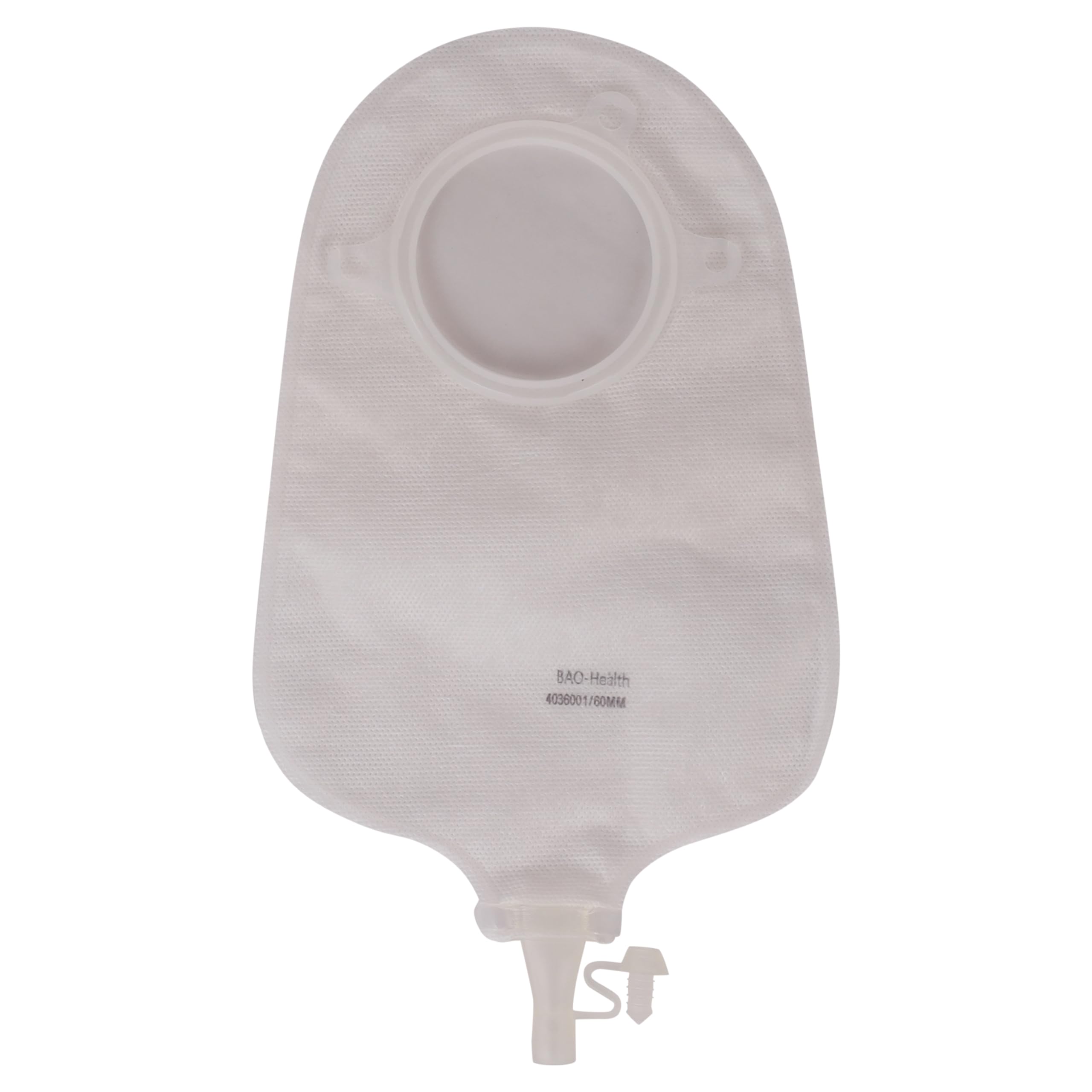 Bao Health, Two pc UROSTOMY pouch 60mm (4036001) with anti-reflux valve and screw tap Transparent (Pack of 15)-image-12