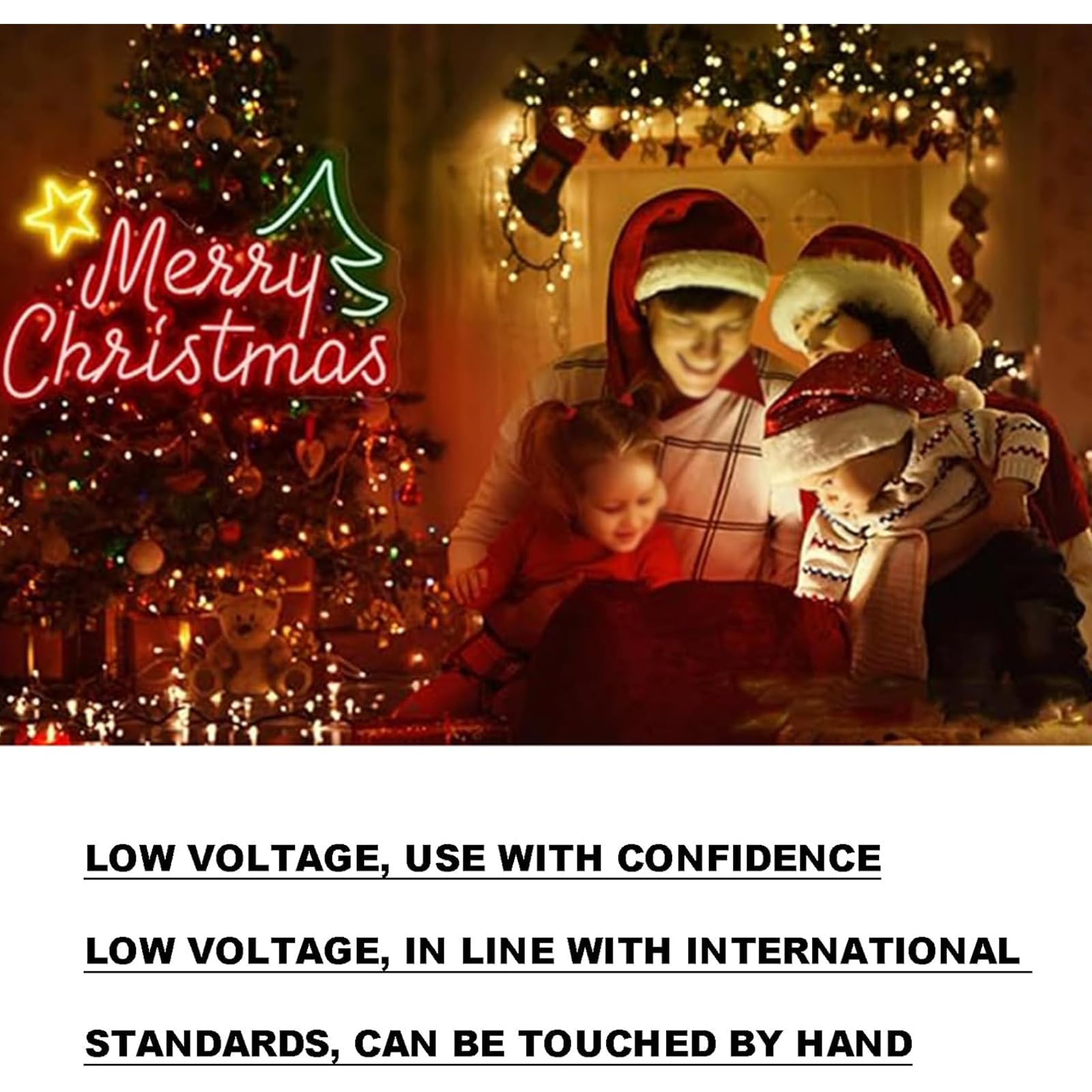 Insegne al Neon Buon Natale, Luci al Neon A LED Natalizie, Impermeabili E Resistenti alle Temperature, Illuminazione Uniforme, Elevata Resa Cromatica, per Decorazioni Natalizie