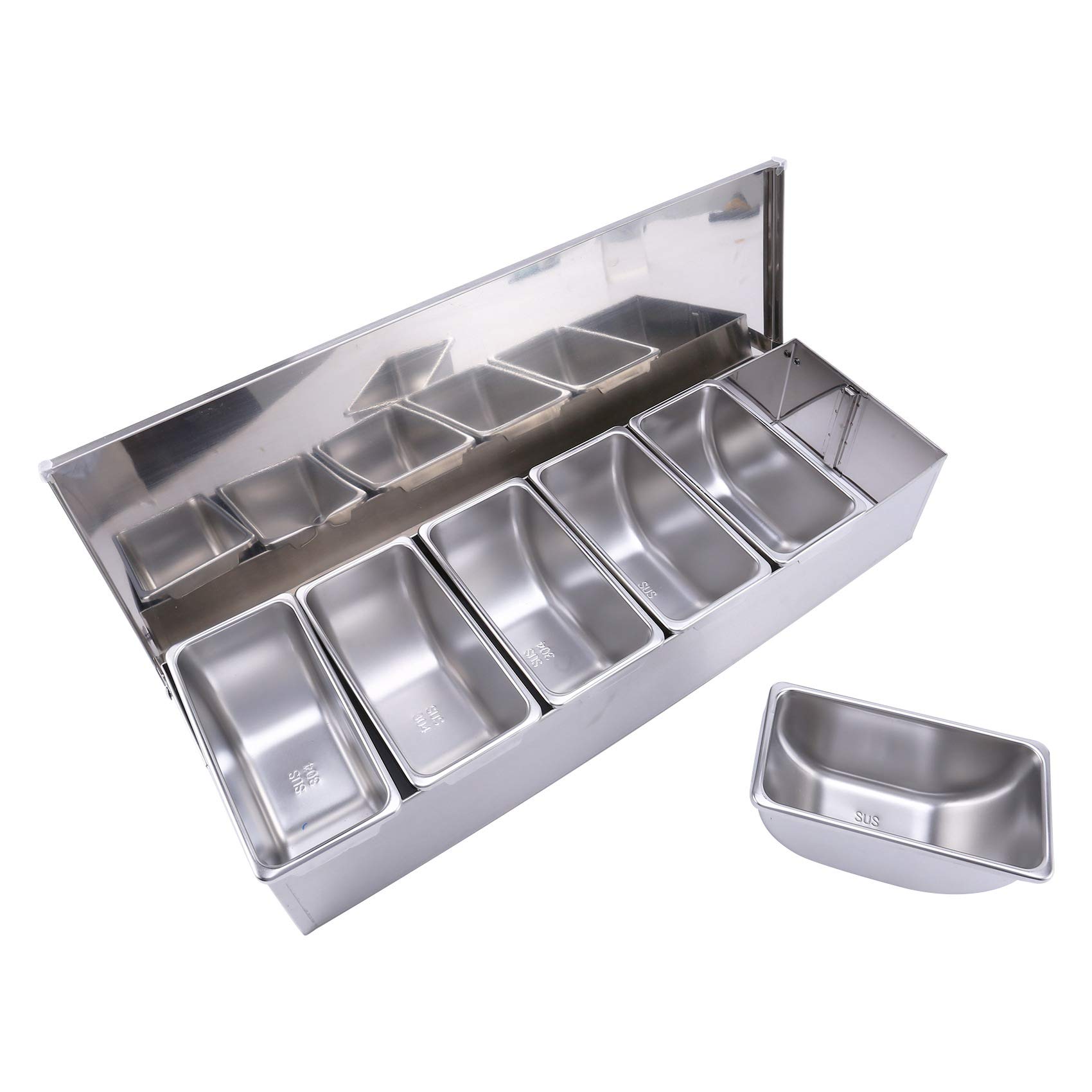 CTRLZS Stainless Steel Seasoning Box Restaurant Chef Seasoning Box with Lid Storage Box Household Seasoning Tank