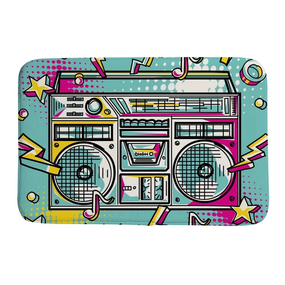 Tapis de bain antidérapant bleu en velours corail de 91x61 cm