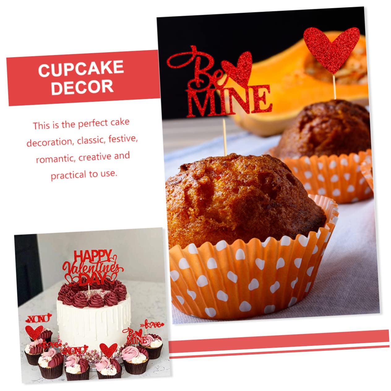 Toyvian 100pezzi Decorazioni Per Torte Di Di Cake Topper Tema Cuore Eleganti Accessori Per Cupcake e Dessert Per Feste e Matrimonio