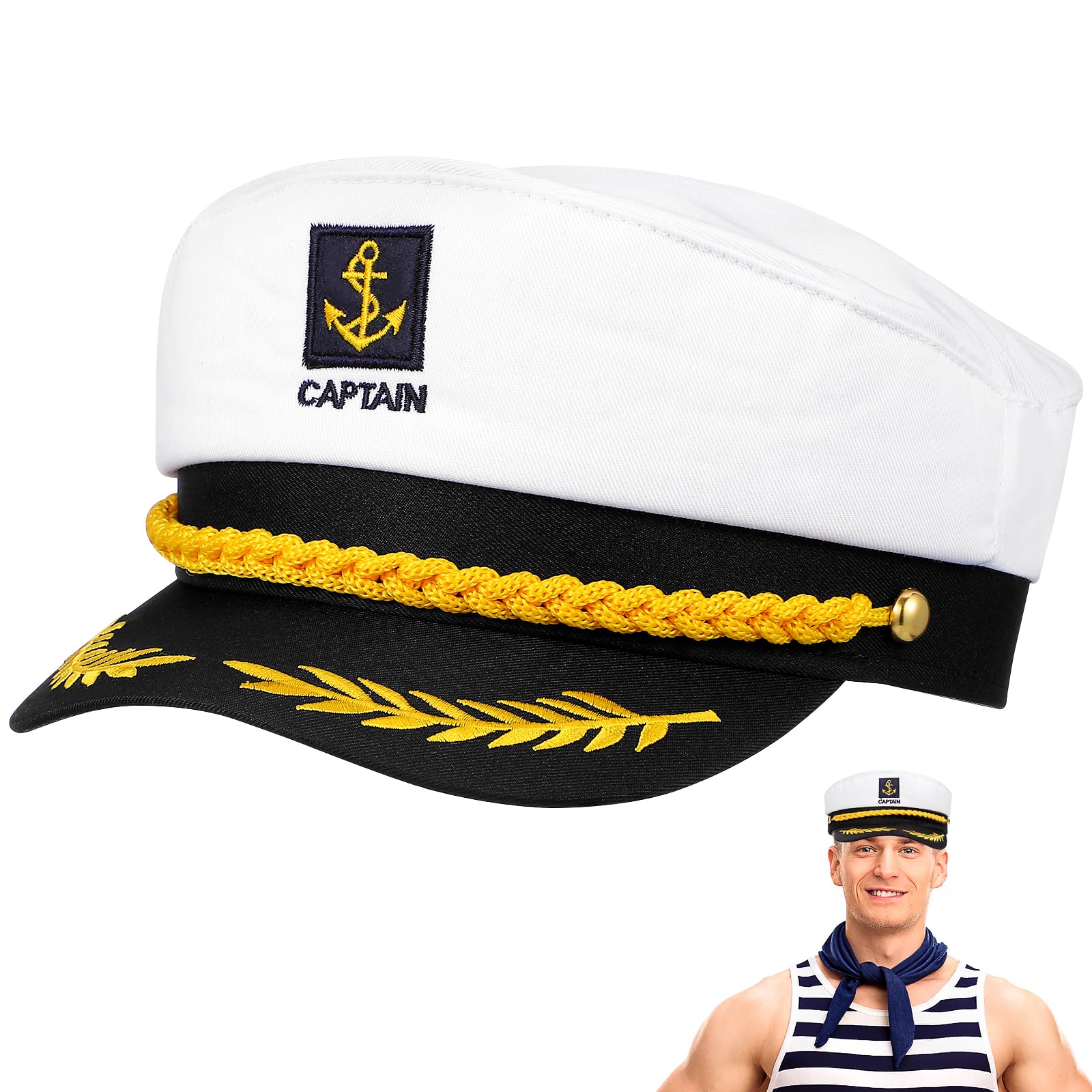 2 Casquettes Capitaine De Yacht - Coton, Multicolore, Taille Unique, Neuf Avec étiquettes