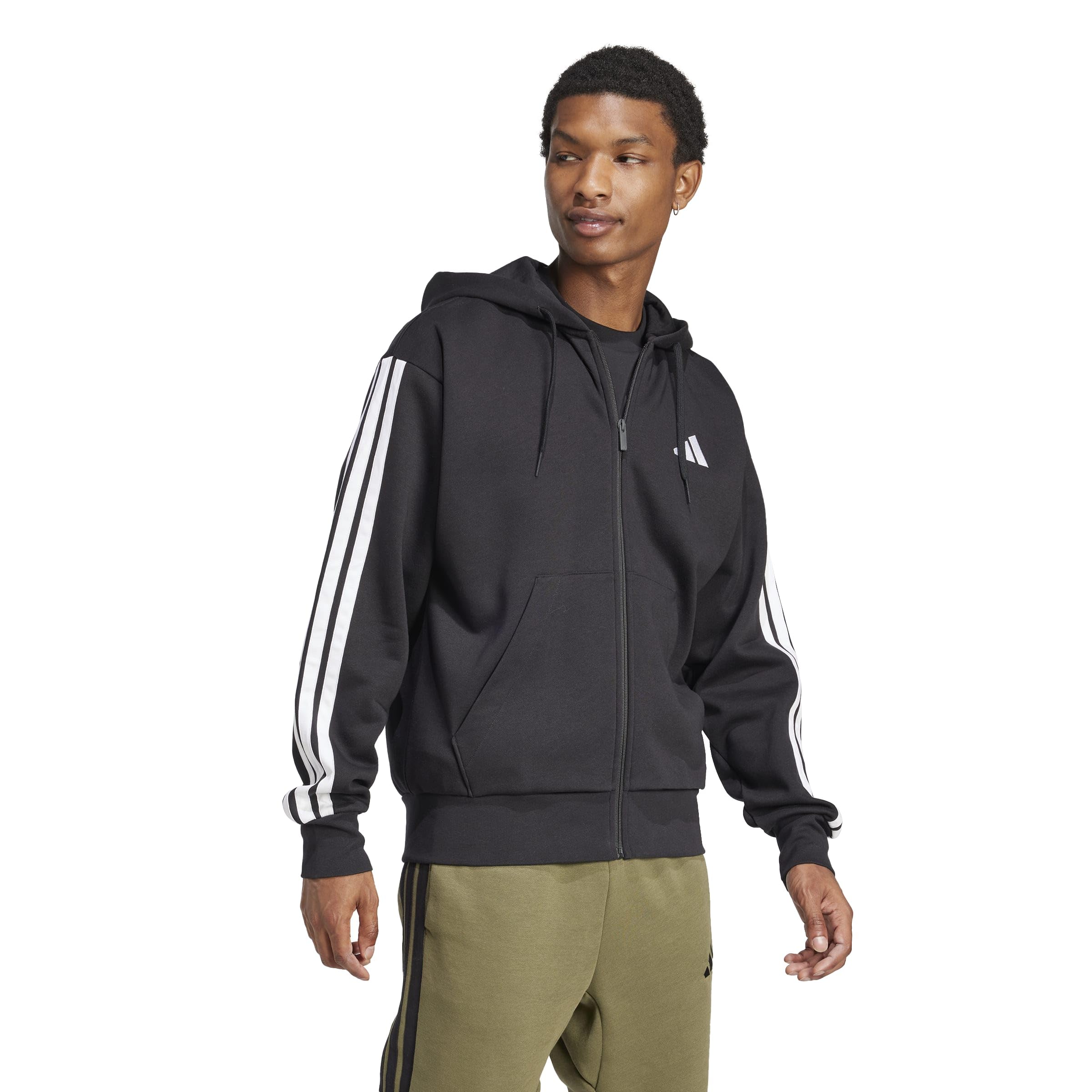 adidas Sudadera con Capucha para Hombre Essential Three Stripes de Forro Polar con Cremallera (1 Unidad)
