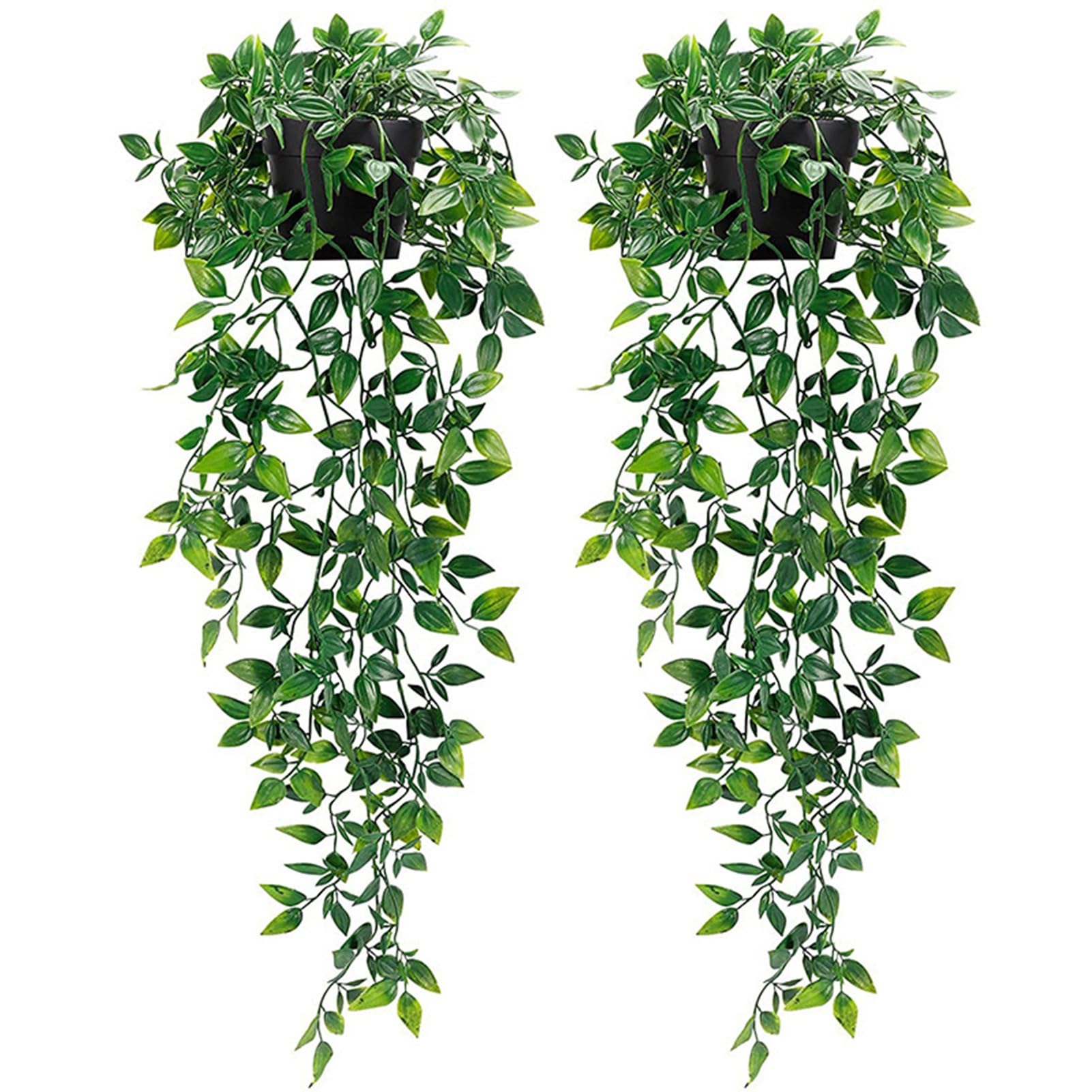 ulafbwur No Watering Required Artificial Plant 2pcs Realistic Simulation Potted Natural Greenery Faux Vine for Indoor Outdoor Decor Green