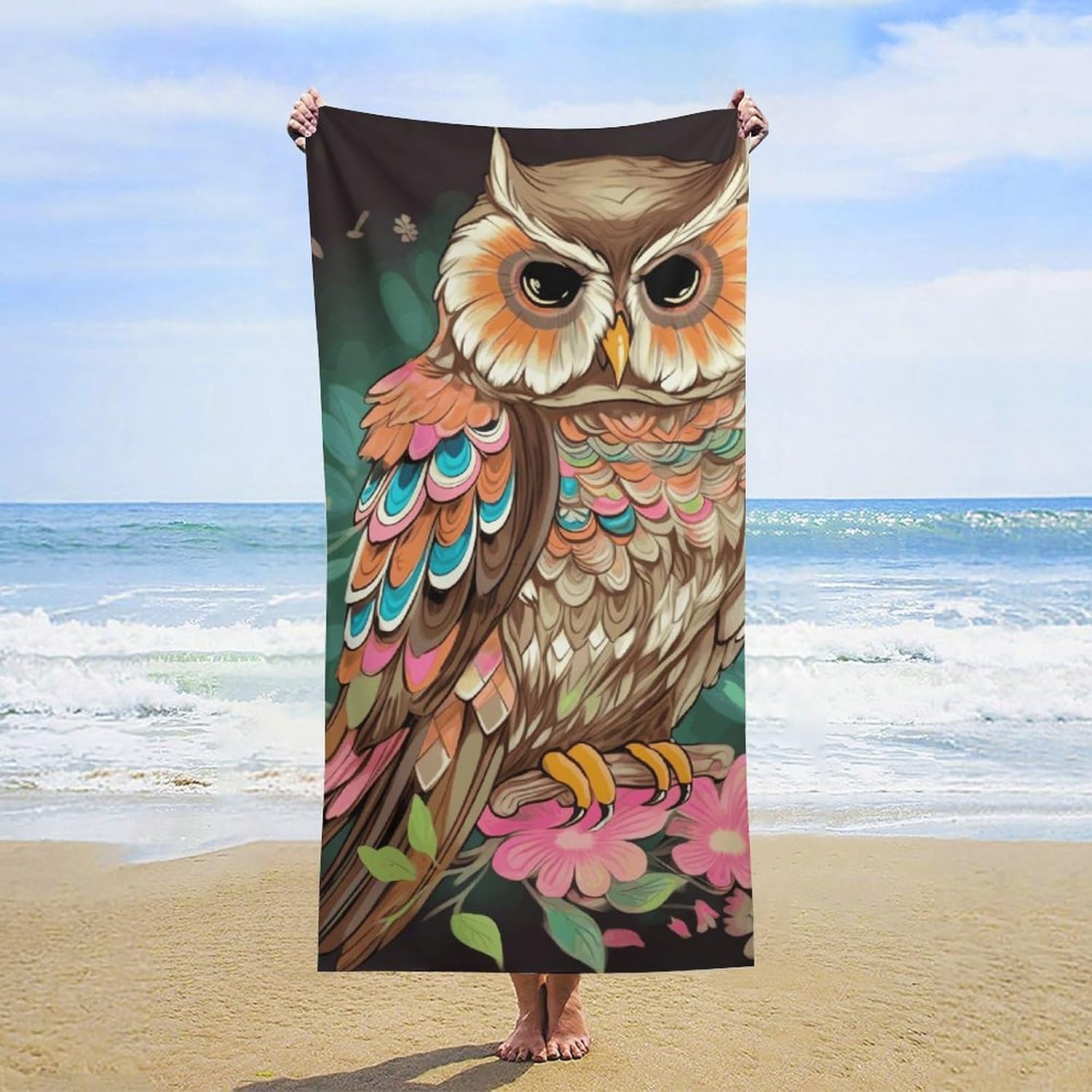 Beach Towel Quick Dry Swim Towel Lightweight Anime Owl Blanket for Adult Travel Vacation Accessories image 3