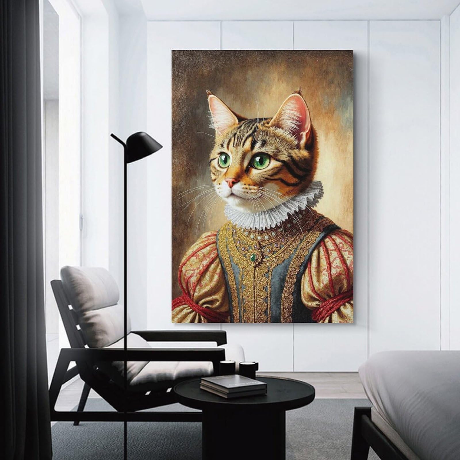 Junmoney Regal Cat Portrait Wall Picture Print 16x24inch(40x60cm), for Home Walls, Creative Rooms Or Shared Spaces, Stylish Home Artwork for Focal Walls