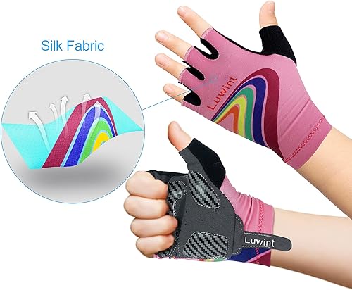 Miniatura 3 de Luwint Guantes deportivos para niños de 6 a 8 años, transpirables, guantes de ciclismo para niños y niñas de 6, 7 y 8 años, guantes de gimnasio para