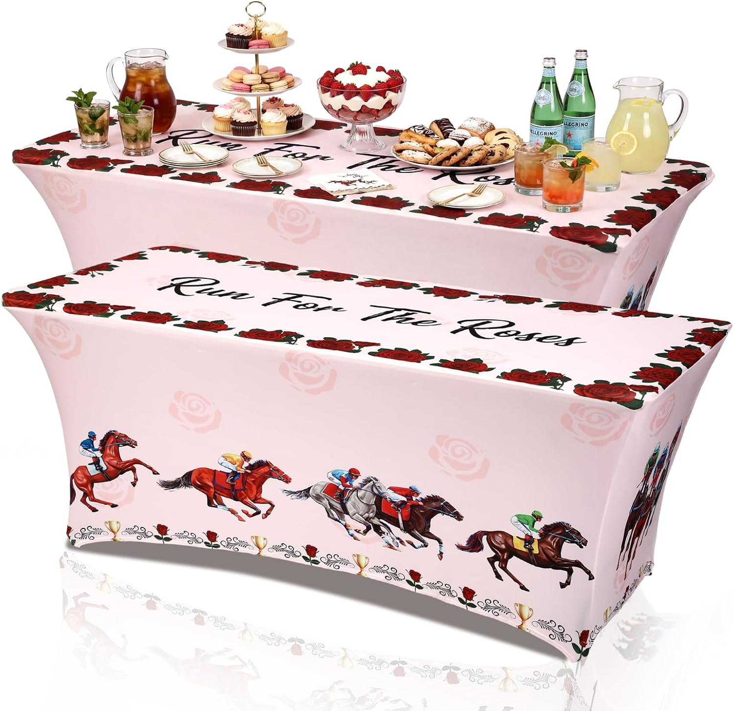 Oudain 6 Pcs Red White and Blue Star Stretch Table Cover 6 Feet Patriotic Spandex Table Clothes American Star Party Decorations for Independence Day Veterans Memorial Day Events Party Celebration