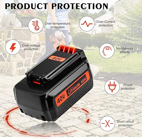 Miniatura 6 de Upgarded LBXR36 - Batería de repuesto de 40 voltios y 3.0 Ah compatible con Black and Decker batería de litio de 40 V LBX2040 LBXR36 LBXR2036 LST540