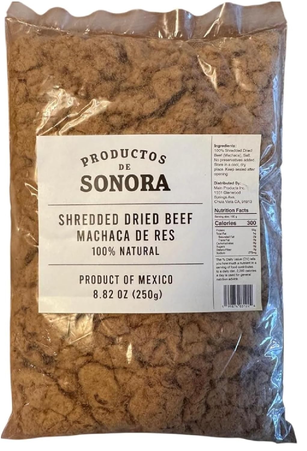 Machaca de Res, Shredded Dried Beef, 8.82 Oz - 250 g. 100% Natural.