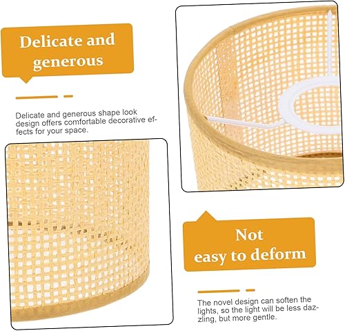 Miniatura 3 de 1 pantalla redonda de ratán natural, pantalla de mesa de ratán de malla, pantalla de lámpara de ratán para sala de estar, cocina, dormitorio (a