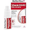 BetterYou Vitamin D3 K2 Oral Spray, Fast Acting Vitamin D 3000 IU + Vitamin K2 MK7 Supplement, Supports Bones, Teeth, Immune System & Blood Clotting, 1-Month Supply, Natural Peppermint Flavour