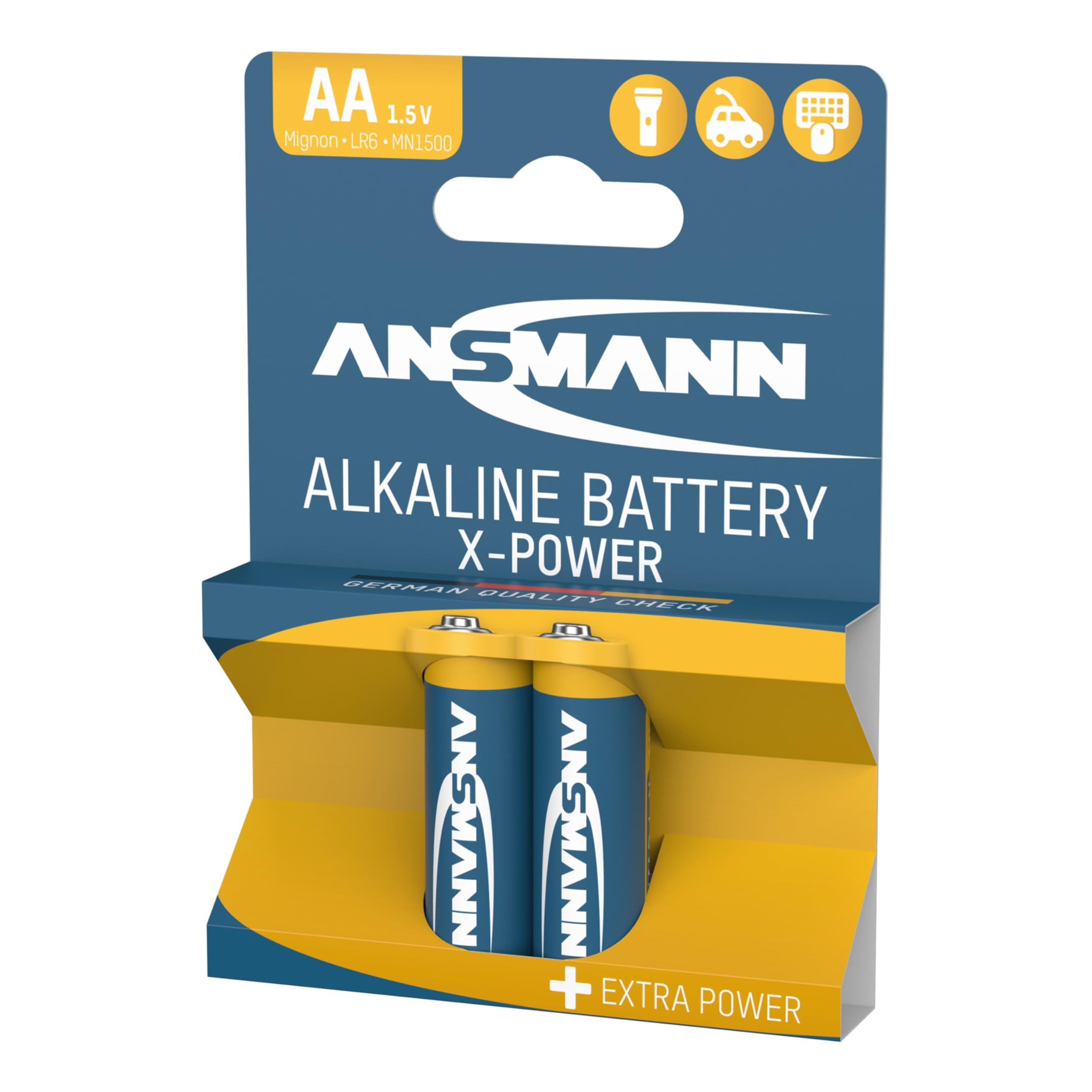 5015613 AA Batteries [Pack of 2] Long Lasting Alkaline Disposable AA Type 1.5V X-POWER Battery For Flashlights, Alarm Clocks, Wall clocks, Toys, Cameras, Remote Controls, Game Consoles