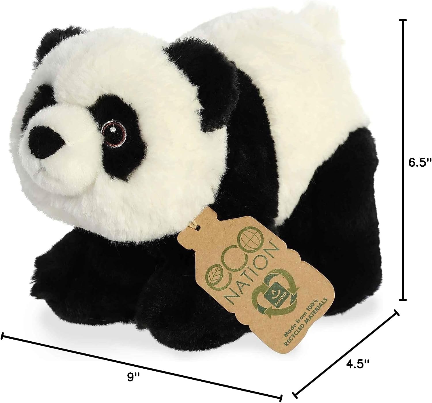 Aurora® Responsibly Made Eco Nation™ Panda Stuffed Animal - Ideal for Playtime Adventures - Perfect for Birthdays or Just Because - Black 9 Inches