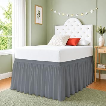Cottingon Dorm Room Bed Skirt, 100% Microfiber, Dark Grey, Twin XL-30 Drop