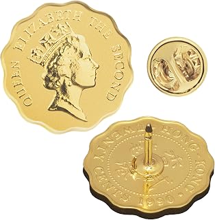 Genuine Coin Pin Brooch Badge | Vintage Collectible Jewelry | 18K Gold Plated | Many Countries | Formal Dress Classic Suit Accessory