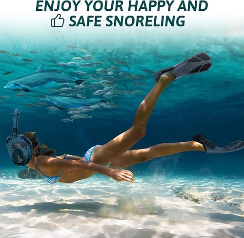 Miniatura 10 de Viginsul Snorkeling Gear for Adults Full Face Snorkel Mask with Dry Top System  Adjustable Swim Fins Foldable Panoramic View Snorkeling Mask Set