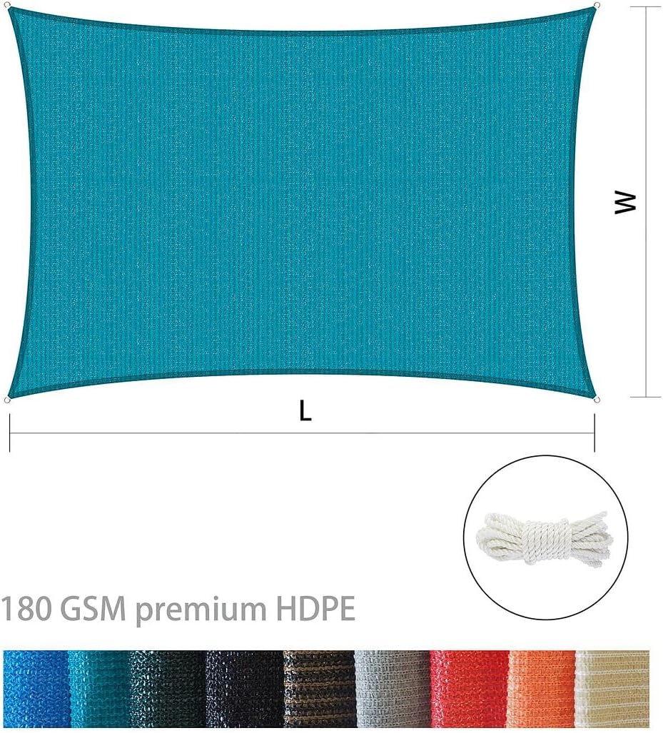 Houssity 5' x 16' Turquoise Green Sun Shade Sail Canopy Awning Shade Cloth Cover for Yard Patio Deck Carport Driveway Swimming Pool Pergola