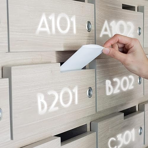Miniatura 2 de 110 calcomanías reflectantes de vinilo para número de buzón, letras mayúsculas, impermeables, para residencia, apartamento, oficina, habitación,