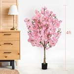 OUSHENG Fleur de cerise artificielle, Faux Plantes Intérieur Décor, Feaux Rose Sakura Fleurs pour le salon Maison Maison Entrée Chambre Bureau Intérieur Décorations, 4FT