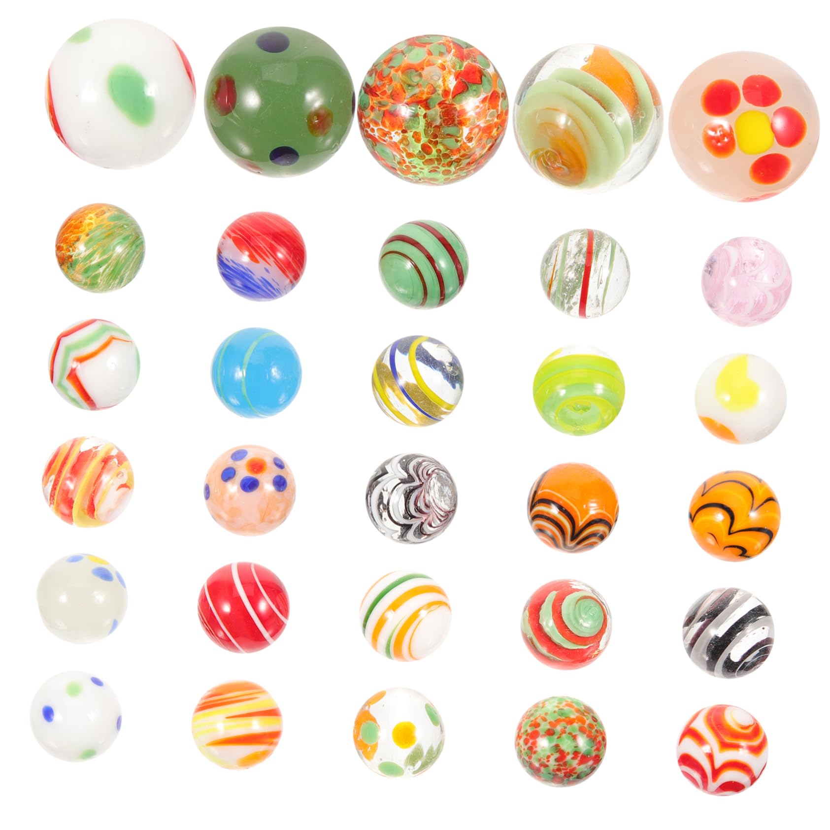 Tofficu Decorative Glass Marbles 30pcs Boys and Girls Marbles Toys for Fish Tank and Decor Random Color