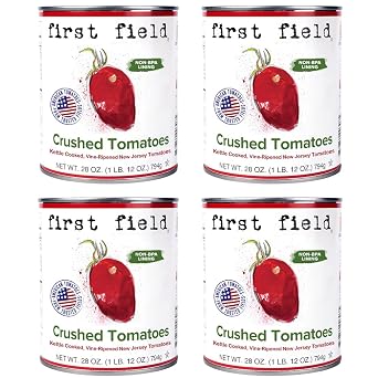 First Field Crushed Tomatoes 100% Jersey Fresh Tomatoes by the NJDA Gluten Free 28 oz Pack of 4