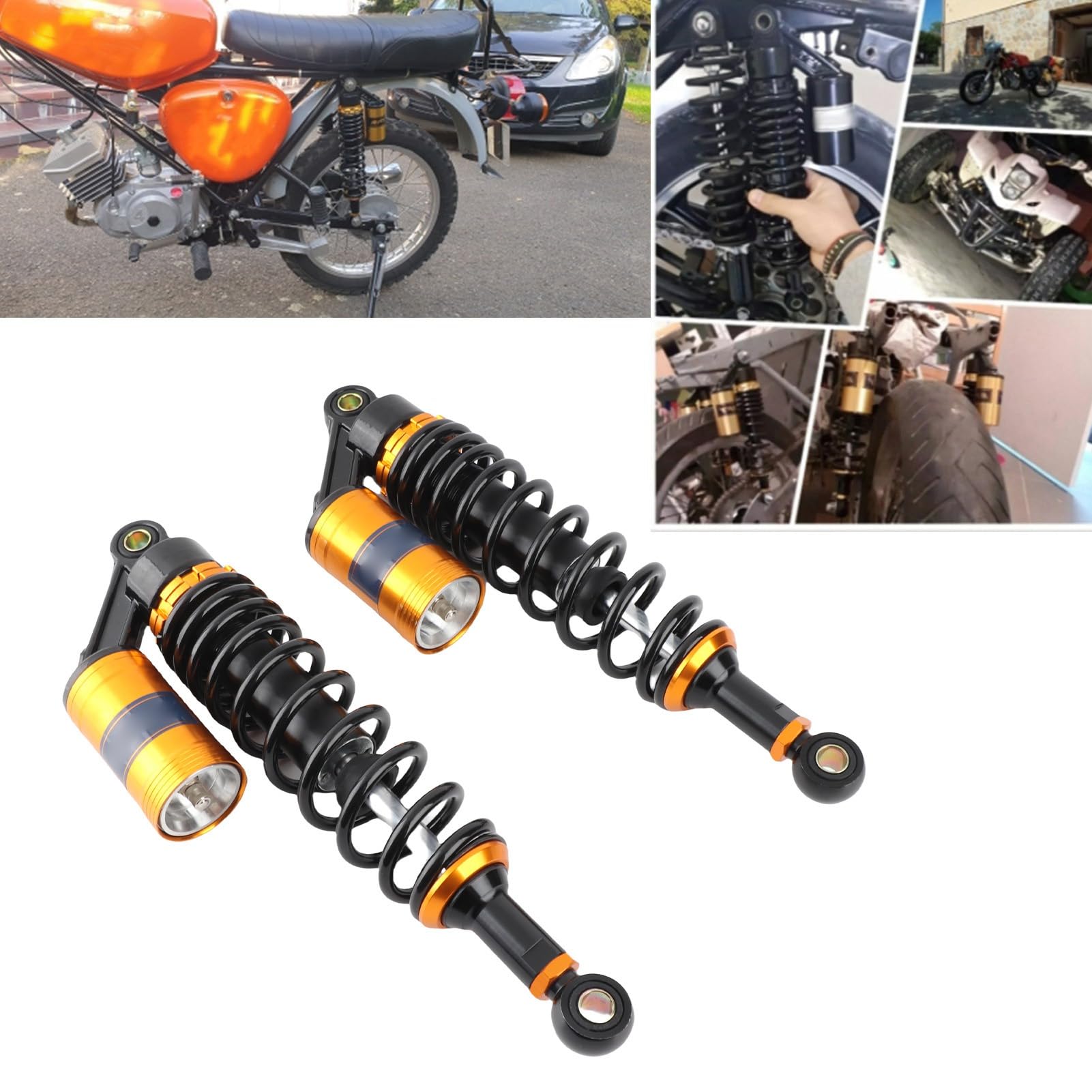 Amortyzatory Tylne 340 Mm do Roweru - Wytrzymały Amortyzator z technologią Shock, Konstrukcja ze Stopu Aluminium, Jazda Po Nierównym Terenie, łatwe w Montażu Akcesoria Motocyklowe