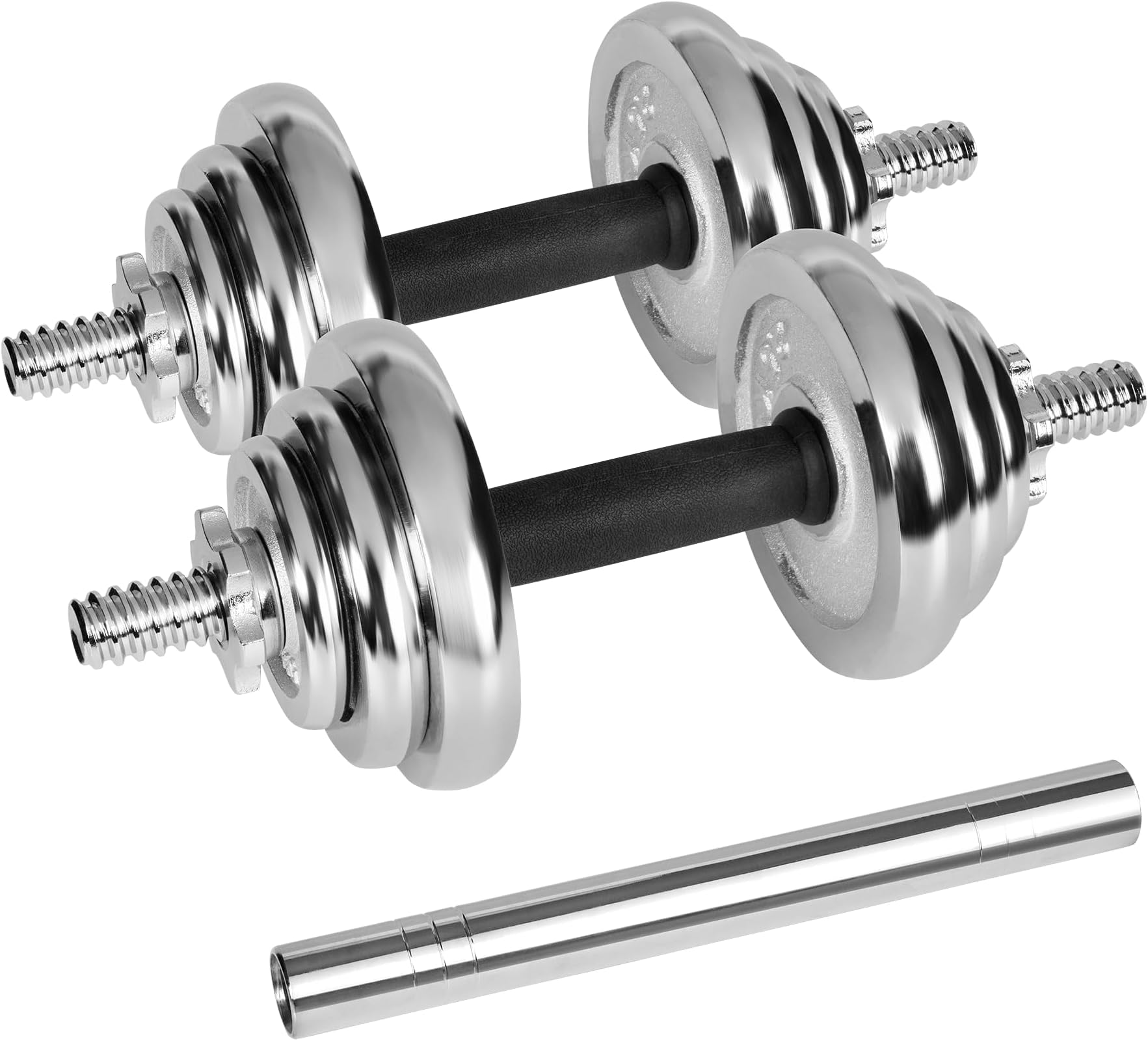 Cast Iron Dumbbells Chrome in Case with Griffin Set 20kg Adjustable RBA-2326-20