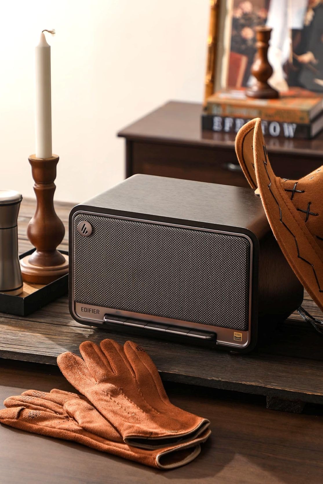 Edifier D32 Tabletop Wireless Speaker, Hi-Res Audio Bluetooth Speaker, Portable Retro Combo Speaker, 60 Watts RMS, Bluetooth 5.3, 11-Hour Playtime, Black — Amazon image 2